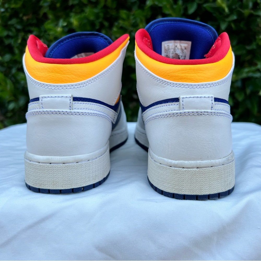 Air Jordan 1 Mid White/Blue/Orange/Red Kids Shoe Size 6Youth - Picture 5 of 14